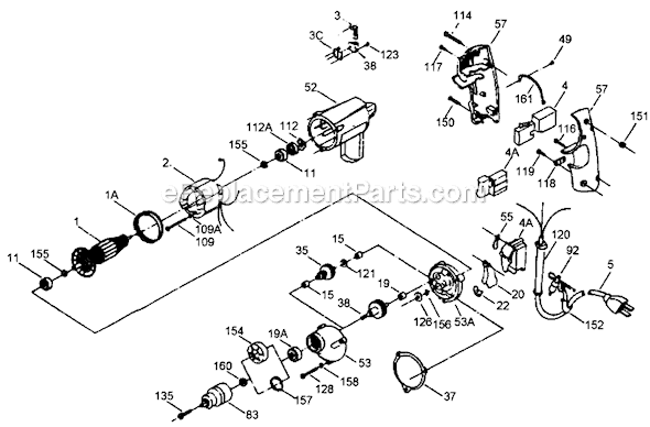 Page A Diagram and Parts List for 619 Type 5 Porter Cable Electric Drill